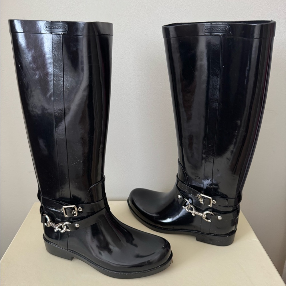 Coach Lori Shiny Rain Boots - Size 7M
